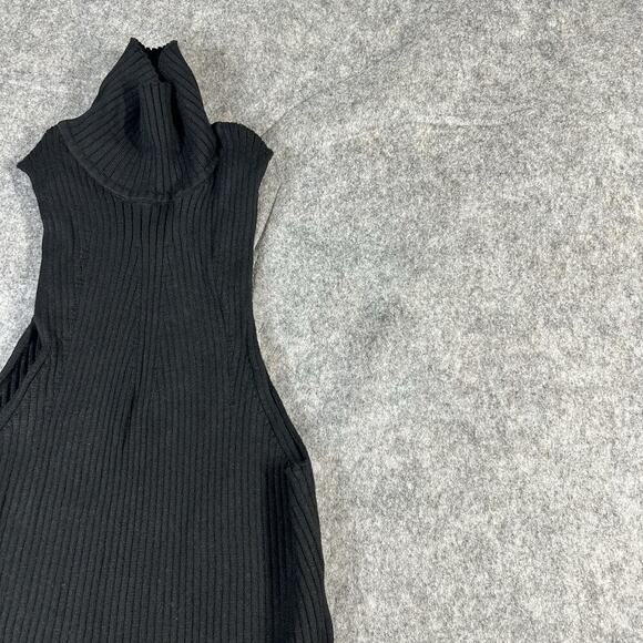 Anthropologie Pilcro High Neck Ribbed Knit Tank Sweater Womens Small Black - Picture 2 of 7